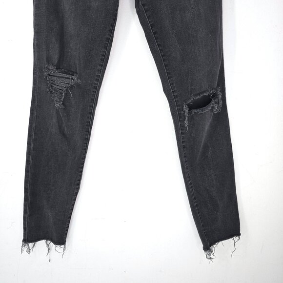 Madewell 9” High Rise Skinny Distressed Jeans Cut off Black Raw Hem - Picture 4 of 9